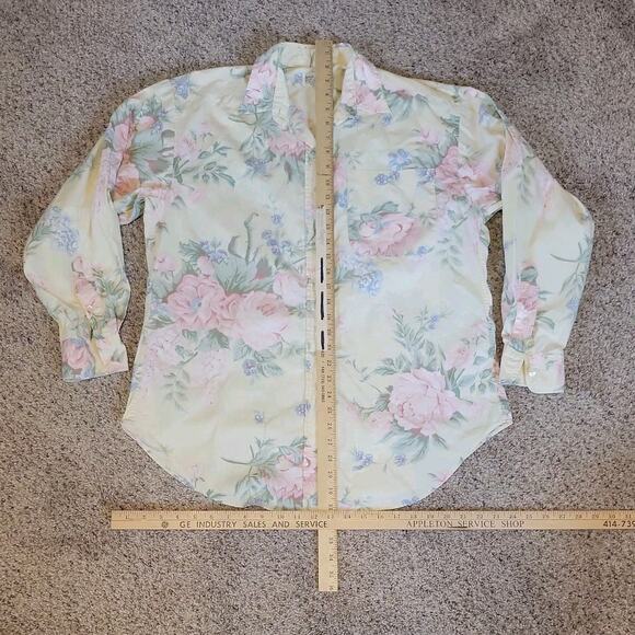 Vintage Banana Republic Shirt Womens Large Yellow Floral Safari Travel - Picture 3 of 9